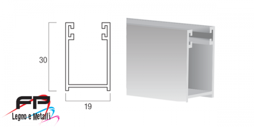 Guida in alluminio estruso A 19 30 x 19 mm
